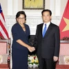 Thủ tướng Nguyễn Tấn Dũng tiếp Bộ trưởng Thương Mại Hoa Kỳ Penny Pritzker. (Ảnh: Đức Tám/TTXVN)
