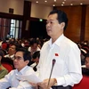 Đại biểu Quốc hội tỉnh Cà Mau Truơng Minh Hoàng phát biểu ý kiến. (Ảnh: Nguyễn Dân/TTXVN)