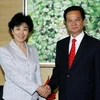 Thủ tướng Nguyễn Tấn Dũng tiếp Phó Chủ tịch Chính hiệp Trung Quốc Vương Chí Trân. (Ảnh: Đức Tám/TTXVN)