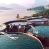 Nuôi cá tầm dưới thác Pắc Ban, bên hồ thủy điện Tuyên Quang. (Ảnh: Thu Trang/Báo Tuyên Quang)