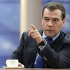 Tổng thống Nga Medvedev trong buổi phỏng vấn truyền hình cuối năm ở Mátxcơva ngày 24/12. (Ảnh: Reuters)