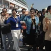 Khách du lịch Trung Quốc đại lục tới đảo Đài Loan vào tháng Ba năm ngoái. (Nguồn: AFP/TTXVN)