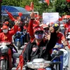 Người biểu tình "áo đỏ " tập trung tại ở Bangkok hồi tháng Chín. (Nguồn: THX/TTXVN)