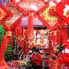 Một khu chợ bán đồ trang hoàng Năm Mới ở tỉnh Sơn Đông, Trung Quốc, rất thu hút du khách. (Nguồn: THX/TTXVN)