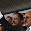 Tổng thống Ali Abdullah Saleh (phải) trong cuộc míttinh ở thủ đô Sanaa hồi tháng Tư. (Nguồn: AFP/TTXVN)