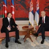 Tổng thống Serbia Boris Tadic (bên phải) hội đàm với người đồng cấp Azerbaijan Ilham Aliev ngày 8/6. (Nguồn: Internet)