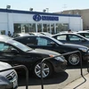 Một đại lý bán xe của Hyundai tại Los Angeles, Mỹ.(Nguồn: AFP/TTXVN)