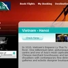 Điểm đến Hà Nội, Việt Nam hiển thị trên trang web của hãng Silk Air. (Ảnh chụp màn hình)