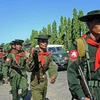 Binh sĩ Myanmar triển khai tới Sittwe, bang Rakhine để ngăn chặn bạo lực tại khu vực này hồi tháng 10 vừa qua. (Nguồn: AFP/TTXVN)