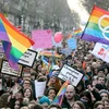 Những người ủng hộ hôn nhân đồng giới biểu tình ở Paris ngày 27/1. (Nguồn: AFP)
