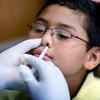 Xịt vắcxin phòng cúm H1N1 cho học sinh tiểu học. (Nguồn: AFP/TTXVN)