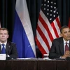 Tổng thống Mỹ Barack Obama và Tổng thống Nga Dmitry Medvedev. (Nguồn: Reuters)