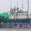 Phần đuôi tàu Cheonan được trục vớt. (Nguồn: AFP/TTXVN)