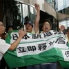 Người dân Trung Quốc biểu tình phản đối việc Nhật Bản giam giữ ngư dân Trung Quốc. (Nguồn: AP)