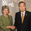 Tổng Giám đốc UNESCO Irina Bokova và Tổng thư ký Liên hợp quốc Ban Ki-moon. (Nguồn: unesco.org)