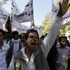 Người dân Afghanistan đổ ra các đường phố ở thủ đô Kabul phản đối vụ ám sát ông Rabbani. (Nguồn: Reuters)
