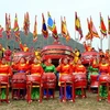 Đội trống nữ làng Đọi Tam. (Ảnh: Thanh Hà/TTXVN)