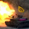 Xe tăng của quân đội Hàn Quốc tham gia tập trận bắn đạn thật. (Nguồn: AFP/TTXVN)