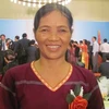 Cô giáo Y Thách tại Đại hội Thi đua yêu nước ngành giáo dục lần thứ V. (Ảnh: Phạm Mai/Vietnam+).