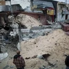 Một địa điểm ở Tripoli tan hoan do trúng rocket của NATO (Nguồn: AP)