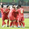 Các cầu thủ U23 Việt Nam ăn mừng bàn mở tỷ số vào lưới U23 Timor Leste (Nguồn: TTXVN)