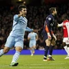Aguero ăn mừng bàn thắng quyết định hạ Arsenal (Nguồn: Getty Images)