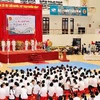 Lễ khai giảng năm học mới tại trường Đại học Thể dục Thể thao Từ Sơn, Bắc Ninh (Ảnh: Quốc Khánh - TTXVN)