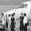 Lưu Đức Hoa trong chuyến bay đến Trùng Khánh. (Nguồn: Internet)