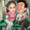 Bức hình phiếm họa Trương Bá Chi và tình cũ chụp ảnh chung trên máy bay. (Nguồn: Internet)