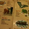 Một thực đơn "thịt thú rừng" một nhà hàng ở Thành phố Hồ Chí Minh. (Ảnh: Internet)