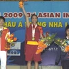 Lễ trao Huy chương Vàng hạng 48kg Boxing nữ cho Ngô Thị Phương(Việt Nam). (Ảnh: Đình Trân/TTXVN)