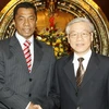 Chủ tịch Quốc hội Nguyễn Phú Trọng tiếp Chủ nhiệm Uỷ ban Đối ngoại và Quốc phòng Hạ viện Brazil. (Ảnh: Trí Dũng/TTXVN)