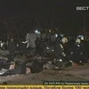 Hiện trường vụ nổ được phát trên kênh truyền hình Nga RTR. (Ảnh: AP)