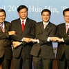 Thủ tướng bốn nước (từ trái sang phải): Campuchia, Lào, Thái Lan và Việt Nam tại hội nghị. (Ảnh: Đức Tám/TTXVN)