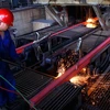 Sản xuất thép ở Công ty Cổ phần Gang thép Thái Nguyên. (Ảnh: Ngọc Hà/TTXVN)