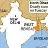 Bản đồ chỉ nơi cơn lốc đổ bộ vào phía Tây Bengal. (Ảnh: Internet)