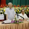 Chủ tịch Quốc hội Nguyễn Phú Trọng phát biểu tại buổi làm việc. (Ảnh: Trí Dũng/TTXVN)
