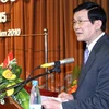 Ông Trương Tấn Sang, Ủy viên Bộ Chính trị, Thường trực Ban Bí thư phát biểu chỉ đạo đại hội. (Ảnh: Phương Hoa/TTXVN)