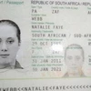Một hộ chiếu du lịch giả mang quốc tịch Nam Phi của "Góa phụ trắng" Samantha Lewthwaite. (Nguồn: alarabiya.net)