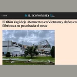 Ảnh chụp màn hình tờ El Economista của Mexico cập nhật tình hình bão số 3 tại Việt Nam. (Ảnh Phi Hùng/TTXVN)