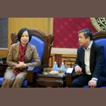 Tổng Giám đốc TTXVN Vũ Việt Trang làm việc với lãnh đạo tỉnh Thái Bình