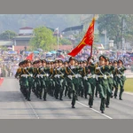Hình ảnh hợp luyện các khối diễu binh, diễu hành tại Điện Biên