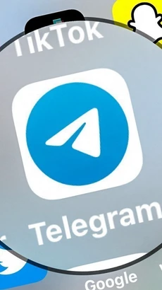 Biểu tượng ứng dụng Telegram. (Nguồn: AFP/TTXVN) 