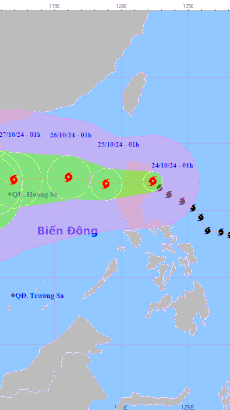 Vị trí và đường đi của bão Trami. (Nguồn: Trung tâm Dự báo Khí tượng Thủy văn Quốc gia)