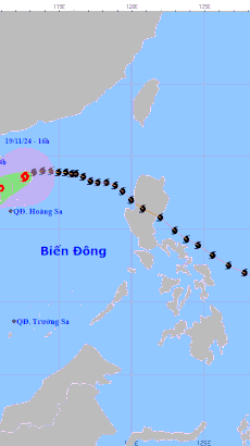 Vị trí và đường đi của bão số 9. (Nguồn: Trung tâm Dự báo Khí tượng Thủy văn Quốc gia)