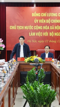 Chủ tịch nước Lương Cường phát biểu chỉ đạo. (Ảnh: Lâm Khánh/TTXVN)