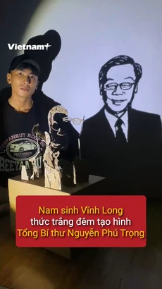 Nam sinh Vĩnh Long thức trắng đêm tạo hình tác phẩm Tổng Bí thư Nguyễn Phú Trọng