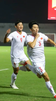 Đội tuyển U20 Việt Nam giành chiến thắng với tỷ số 5-0 trước U20 Bhutan ở trận ra quân tại Vòng loại U20 châu Á 2025. (Ảnh: Việt Anh/Vietnam+)