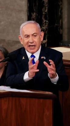 Thủ tướng Israel Benjamin Netanyahu phát biểu tại phiên họp Quốc hội Mỹ ở Washington, DC, ngày 24/7. (Ảnh: Reuters/TTXVN)