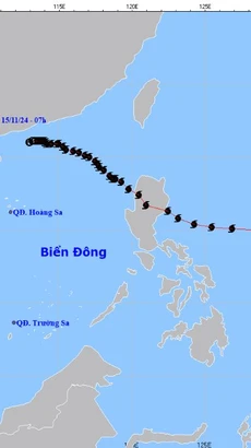 Hướng đi của áp thấp. (Ảnh: Trung tâm Dự báo Khí tượng Thủy văn Quốc gia)